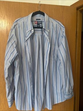 Chaps Men’s Blue and White Stripe Button-Down Shirt